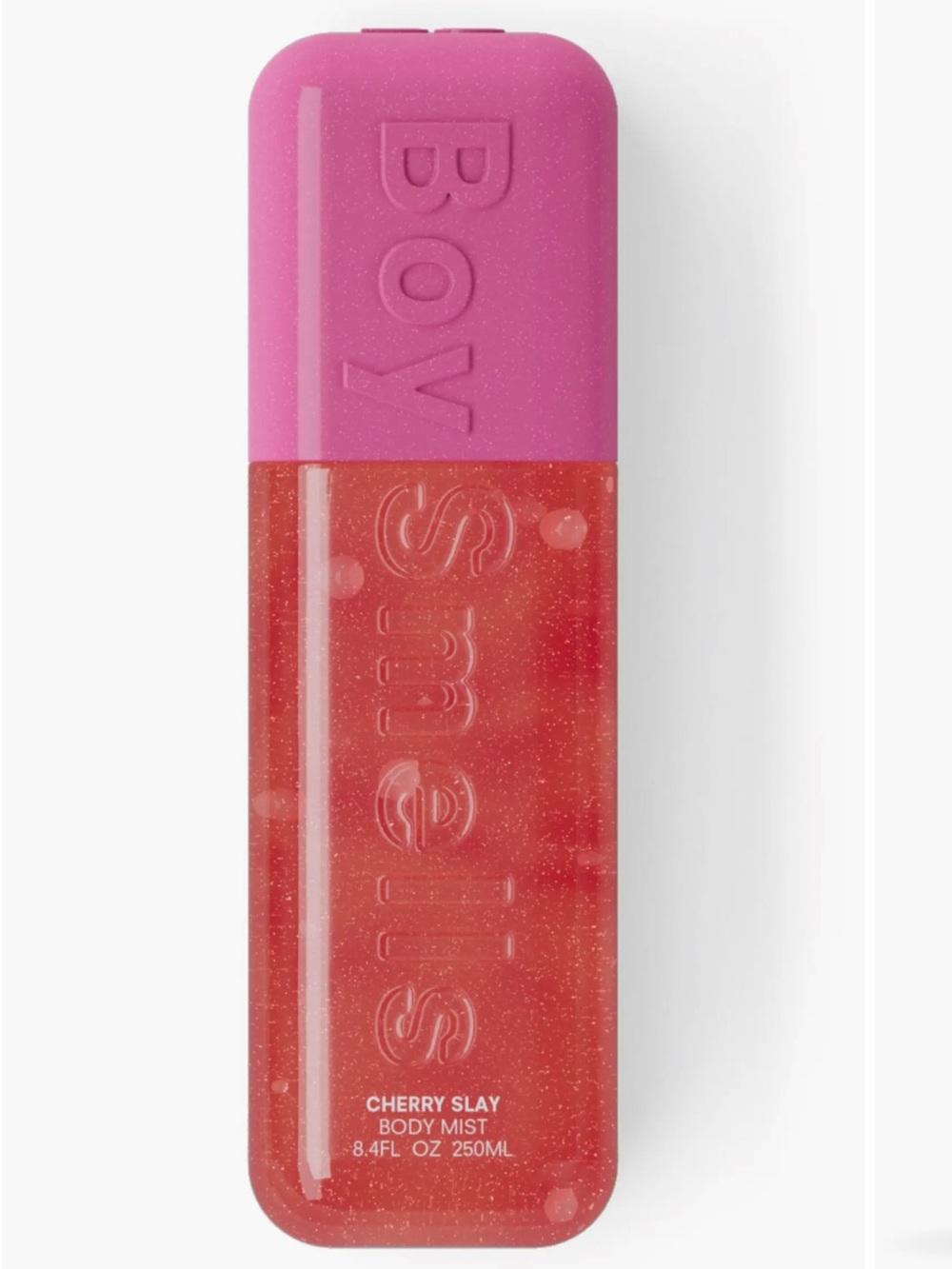 Boy smells cherry slay shimmering body mist